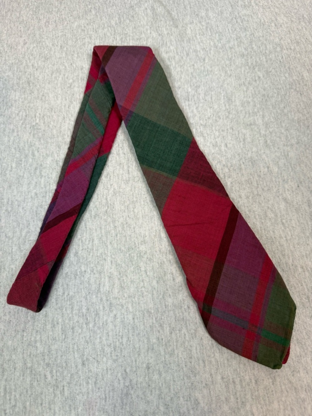 Abercrombie‎ & Fitch Vintage 90s Tartan Tie 🟢🔴 Preppy Plaid Cotton